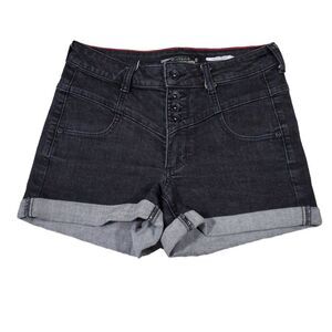 Hot Topic Lovesick Black Rolled Cuffed Jean Shorts Stretch Denim Size 5